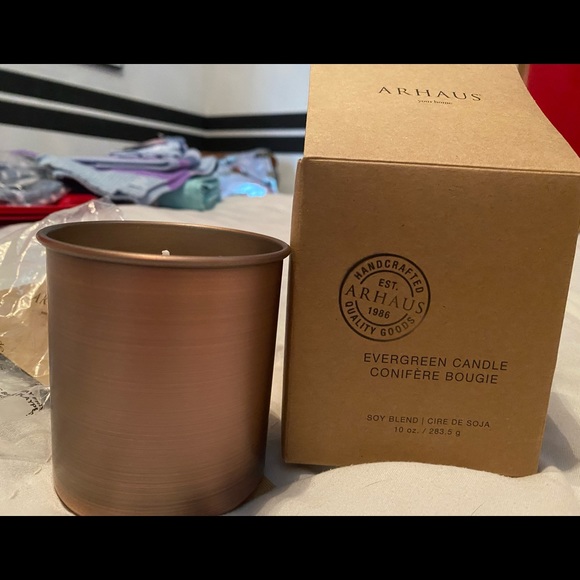 arhaus Other - Arhaus Evergreen Copper Candle 10oz Soy Blend, 3.5” tall, 3” diameter